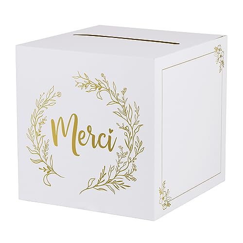 BOFUNX Merci Kartenbox für Hochzeit Geburtstag Babyparty 25×25×25cm von BOFUNX