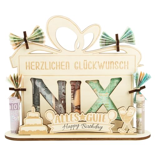 BOFUNX NIX Geburtstag Geldgeschenk Holz Nichts Geburtstagsgeschenk für Geburtstag Geschenke Familie Freund Kollege Kreative Geschenke von BOFUNX