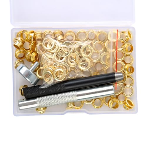 100 Stück 6 mm Metallösen Kits Ösen Set Metallösen und Ösen Sets für Leder/Stoff/Gürtel/Schuhe von BOGEEL