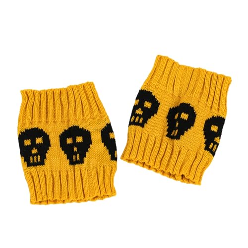 BOGEEL Beinstulpen für Damen und Mädchen, Lolitas, Punk, Totenkopf, Strick, lange Beinsocken, Bein-Leggings, Geschenke, Acrylwolle von BOGEEL