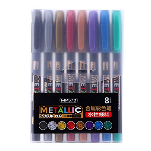 BOGEEL Metallic-Marker, Malstifte, Set, Acrylfarbe, Zeichenstifte, Strähnchen, Permanentmarker, Kunst, Felsmalerei, 8 Farben von BOGEEL