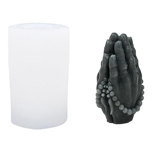 Gefaltete 3D-Hand-Silikonform, Buddha-Perlen, Handkerzen-Form, handgefertigte Duftkerzenherstellung, Seifenform für Gebet von BOGEEL