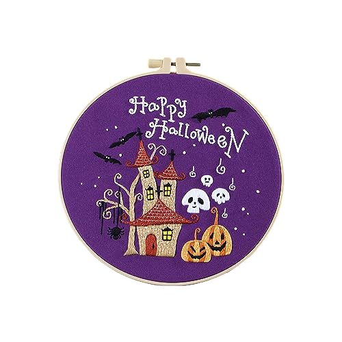 Halloween Muster Kreuzstich Kits Stickerei Starter Kits mit Stickerei Kleidung Hoop Faden Nadel für Anfänger von BOGEEL