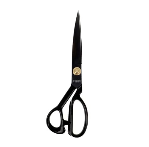 BOHIN France - BOHIN France Kohlenstoffreich Stahl Schwarz (25.5cm) Fachmann Schneiderei Schere mit Gummi Beschichtet Handhaben - 1 Stück von BOHIN France