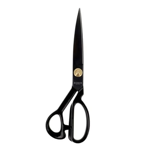 BOHIN France - BOHIN France Kohlenstoffreich Stahl Schwarz (28cm) Fachmann Schneiderei Schere mit Gummi Beschichtet Handhaben - 1 Stück von BOHIN France