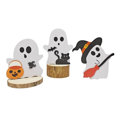 Halloween -Party Home Desktop-Ornament Halloween Deko Geister-Ornament 3 Stück (White) von BOHJPIS