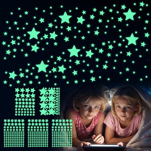 BOHUIZ 469 Stück Leuchtsterne Kinderzimmer, Leuchtsterne Wandsticker Kinderzimmer leuchtsterne selbstklebend Leucht Sterne Wandtattoo Glow in the Dark Sticker für Kinderzimmer Dekoration von BOHUIZ