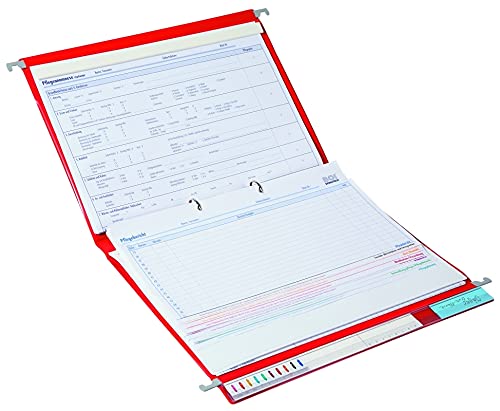 BOI Hängemappe "click" stationär, 2-Ringmechanik, stabile Aufhängung, REACH-konform, 2 Klarsicht-Taschen, A4, Rot von BOI