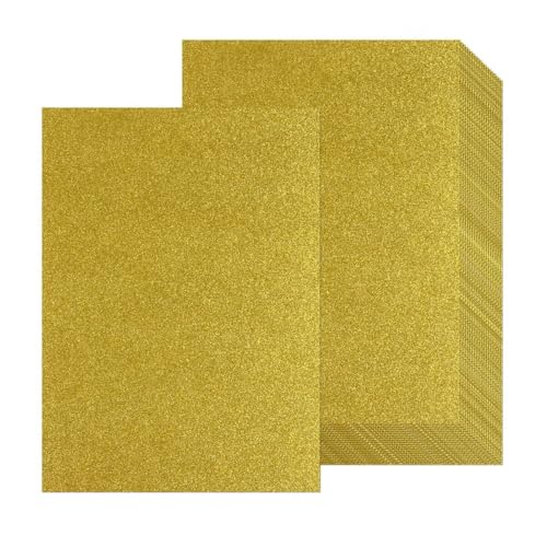 20 Blatt goldener Glitzer-Karton, A4, Gold-Karton, dicker Glitzer-Karton, Goldpapier, Glitzerpapier für Sammelalben, Bastelprojekte, Grußkarten, Hochzeit, Geburtstag, Party, Dekoration, 250 g/m² von BOKFJBP