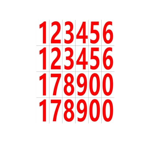 BOKIOESDE 20x einfach Selbstklebende Buchstabenaufkleber, stark und wasserfest, für jedes Projekt, Selbstklebende Zahlenaufkleber, stark klebend, Rote Zahlen von BOKIOESDE