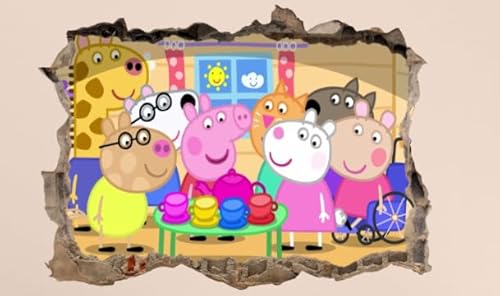 BOKNI Wandtattoo Peppa Wandaufkleber Baby Kinder Schlafzimmer Kinderzimmer Dekor Kunst Wandbild Aufkleber von BOKNI