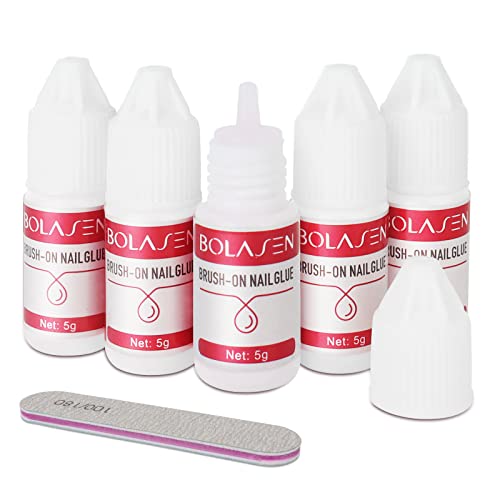 BOLASEN Nagelkleber Für Tips, 5 Stück 5g Nagelkleber Extra Stark Mit 1 Stück 100/180 Nagelfeile, Nägel Kleber Für Nägel, Nagelkleber Für Eingerissene Nägel, Nagelkleber Für Kunstnägel Zuhause & Salon BOLASEN Nagelkleber Für Tips, 5 Stück 5g Nagelkleber Extra Stark Mit 1 Stück 100/180 Nagelfeile, Nägel Kleber Für Nägel, Nagelkleber Für Eingerissene Nägel, Nagelkleber Für Kunstnägel Zuhause & Salon von BOLASEN