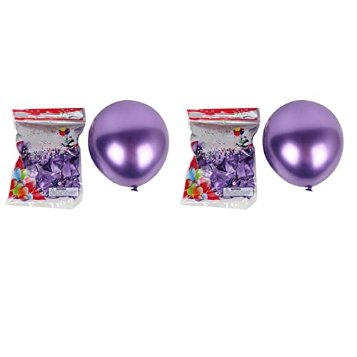 BOLAXHCA 100 Stück 10 Metallisch Latex Luftballons Dickes Chrom Hoch Glanz Metall Perl Ballon Globos für Dekor - Lila von BOLAXHCA