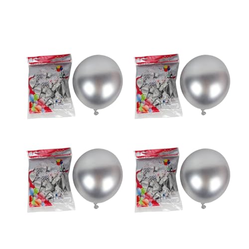 BOLAXHCA 200 Stück 10 Metallisch Latex Luftballons Dickes Chrom Hoch Glanz Metall Perl Ballon Globos für Party Dekor - Silber von BOLAXHCA