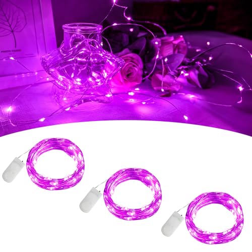 BOLWEO 3 Stück Valentinstag LED Lichterketten, 2m 20Leds Rosa LED Mini LED Lichterkette Batteriebetrieben zum Valentinstag Hochzeit Drinnen Draußen Schlafzimmer Garten Party Dekoration von BOLWEO