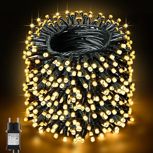 BOLWEO Lichterkette Außen 40M 400LED, Warmweiße Weihnachtsbaumlichter für Innen Außen, IP44 Wasserdicht Lichterketten mit 8 Modi und Timer für Weihnachtsbaum, Schlafzimmer, Garten und Party von BOLWEO