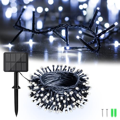 BOLWEO Solar Lichterkette Außen, 6M 60 LED Solar Lichterkette Aussen mit Timer und 8 Modi,IP65 Wasserdicht Solarlichterkette für Garten, Hof, Terrasse,Hochzeit (Kaltweiß) von BOLWEO