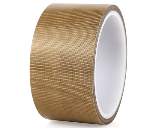 BOMEI PACK 1 Rolle 50mmx10m x0.18mm(T) Selbstklebend Tefloneband, Hochtemperaturband, PTFE Glasgewebeband/Glasklebeband, High Temp Klebeband, Hitzebeständig bis 260°C von BOMEI PACK