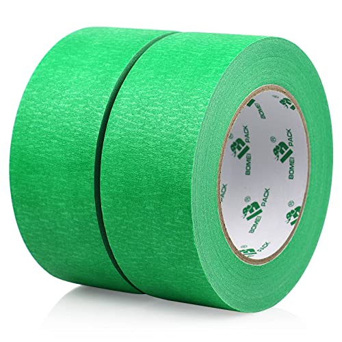 BOMEI PACK 2 Rollen grünes Malerband 48mmx50m Medium Klebeband für Malerei, Beschriftung, DIY Basteln, Dekoration und Schulprojekte von BOMEI PACK