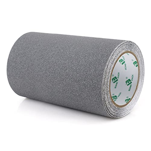 BOMEI PACK 250mm x 5m Silber/Grau Antirutsch Treppe Skateboard Griptape Klebeband, Starkes Zugband, rutschfeste Sicherheits-Stufe, rutschfeste Sicherheits-Stufen für drinnen und draußen von BOMEI PACK