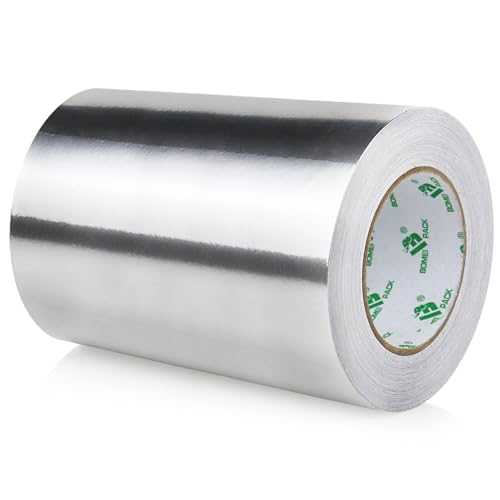 BOMEI PACK Breites 200mmx50m Aluminium Klebeband, silber Wasser- und hitzebeständig Band zum Versiegeln, Reparieren und Isolieren - Selbstklebendes Alu Klebeband von BOMEI PACK