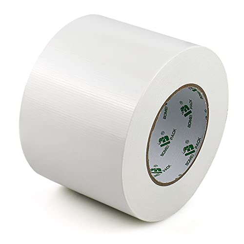 BOMEI PACK Gewebeband Duct Tape Weiß -100mm x 50 m - wasserdichtes Panzertape Klebeband zum Reparieren, Befestigen, Bündeln, Verstärken und Abdichten, Panzerband von BOMEI PACK