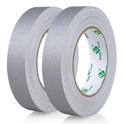 BOMEI PACK Graues Gaffer-Klebeband aus Stoff, 2 Packungen, 25 mm x 30 m, selbstklebend, ohne Rückstände für Etikettierung, Kabel, Bühne, Fotografie, Maler und Rohrreparatur von BOMEI PACK