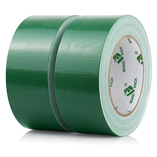 BOMEI PACK Grünes Panzertape Wasserfest 50 mm x 30 m - 2 Rollen Green Panzertape Gewebeklebeband - Gewebeband - Panzerband Extra Stark - Duct Tape - Wasserdichtes Klebeband von BOMEI PACK