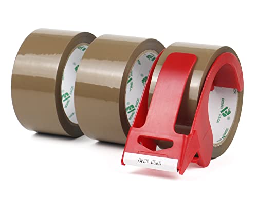 BOMEI PACK 3 Rollen Paketklebeband Klebeband Packband Verpackungsband Kartonband 66mx48mm Braun Verpackungsmaterial für Pakete und Karton Packband mit hoher Klebkraft in Profi-Qualität von BOMEI PACK