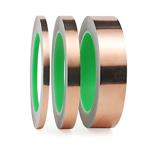 BOMEI PACK Kupferband Selbstklebend, 20m x 6mm/12mm/25mm Kupferfolie Klebeband Leitfähig Copper Foil Tape, Kupferfolienband für Emi Abschirmung, Elektro Reparatur, Löten von BOMEI PACK