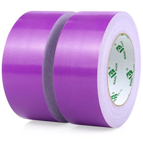 BOMEI PACK Lila Panzertape Wasserfest 50 mm x 30 m - 2 Rollen Purple Panzertape Gewebeklebeband - Gewebeband - Panzerband Extra Stark - Duct Tape - Wasserdichtes Klebeband von BOMEI PACK