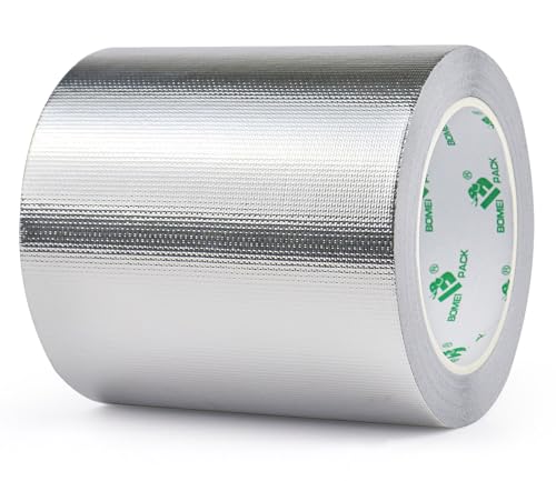 BOMEI PACK Netzverstärkt Aluminium Klebeban 120mm x 20 m, selbstklebendes Alu-Klebeband-Aluband, Wasserdichtes- und hitzebeständiges Band zum Versiegeln, Reparieren und Isolieren BOMEI PACK Netzverstärkt Aluminium Klebeban 120mm x 20 m, selbstklebendes Alu-Klebeband-Aluband, Wasserdichtes- und hitzebeständiges Band zum Versiegeln, Reparieren und Isolieren von BOMEI PACK
