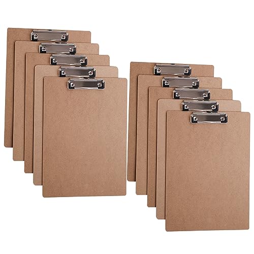 BOMKEE (10 Stück) Klemmbrett A4 Holz, Schreibbrett Pad Halter Clipboard Klemmbretter A4 Zwischenablage Schreibblock mit Aufhängeose für Büro Arbeit Klassenzimmer Business Restaurant von BOMKEE