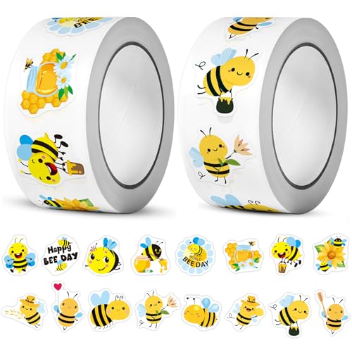 Runde Tier Aufkleber 1000 Stück Animal Sticker Rolle Tier Belohnungsaufkleber Tieraufkleber Für Kinder, Party-dekoration Aufkleber Für Schule, Klassenzimmer, Zuhause Mit Perforationslinie (bee) von BOMULEZG