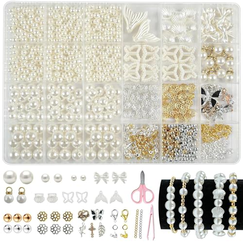 Weiße Perlen Für Armbänder Schmuck Selber Machen Set Geformte Kunstperlen Weiss Set Perlen Set Weiß Für Diy Beads For Jewellery Making Schaffung, Perlen Set Schmuck Benutzt Für Partys, Feiertage von BOMULEZG