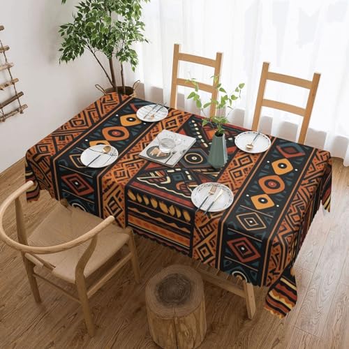 BONDIJ Tischdecke mit traditionellem afrikanischem Design, auslaufsicher, wasserfest, dekorative Stoff-Tischdecke für Zuhause, Küche, Innen- und Außenbereich, Esstisch, 137 x 183 cm von BONDIJ