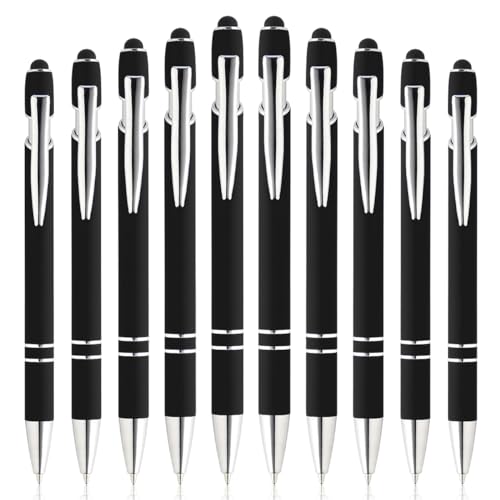 BONHHC 10 Stück Druckkugelschreiber, Metall Kugelschreiber, Kugelschreiber mit Touchpen für Büro Schulbedarf Haushalt - Fließend Schreiben (A) von BONHHC