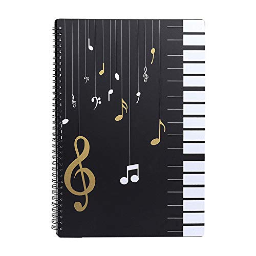 Notenordner Notenmappe/Ordner in A4-Briefgröße/Dokumente Halter Aufbewahrung 30 Taschen Clef/Kunststoff Konzert-Chorfolder für Musiker und Band Music Note/Klaviertasten von BONHHC