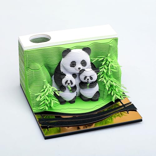 3D Kalender Abreißen 2025, Panda Kalender 2025 mit Stifthalter 3D Notizblock Panda Schreibtisch Tischkalender DIY Abreißkalender Panda Skulptur Kunst Handwerk Notizblöcke Desktop Dekoration von BONJUME