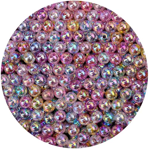 1000 Stück 6 mm gemischte Farben, schimmernde AB-Acrylperlen, Glitzer-Acryl-Kugeln, Kaugummi-Perlen, klobige Perlen, Kunststoffharz-Perlen für Halsketten- und Armbandherstellung, Bastelbedarf von BONNY BOXX