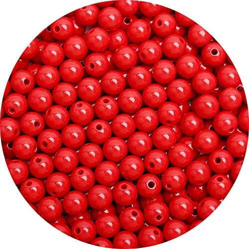 1000 Stück 6 mm glatte, rote Acrylperlen, runde Acrylkugeln, Kaugummi-Perlen, dicke Perlen, Kunststoff-Harzperlen für Halskette und Armbänder, Bastelbedarf von BONNY BOXX