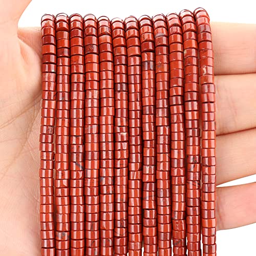 150 Stück natürliche rote Jaspis-Abstandshalter-Perlen, lose Halbedelsteine, flache runde Edelstein-Heishi-Scheiben-Perlen für Perlen, Schmuckherstellung, 4 mm x 2 mm 38 cm von BONNY BOXX