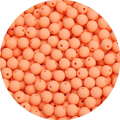 500 Stück 8 mm matte hellorange Acryl runde Perlen, mattierte runde Acrylkugeln, Kaugummi-Perlen, klobige Perlen, Kunststoffharz-Perlen für Halsketten und Armbänder, Bastelbedarf von BONNY BOXX