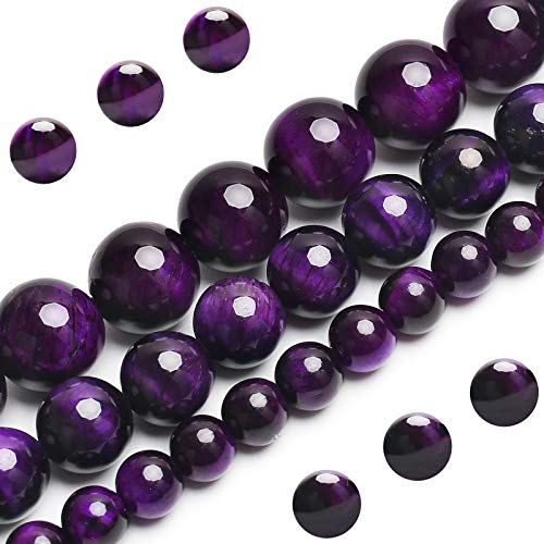 Natürliche violette Tigerauge-Perlen, Klasse AAA-Edelstein, runde lose Perlen, 6 mm, 60 Stück, Großpackungsoptionen, Halbedelsteinperlen für die Schmuckherstellung von BONNY BOXX