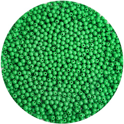 Smaragdfarbene runde Acrylperlen, runde Acrylkugeln, Kaugummi-Perlen, klobige Kunststoffperlen für Halskette und Armbänder, Bastelbedarf, 4 mm, 2000 Stück von BONNY BOXX