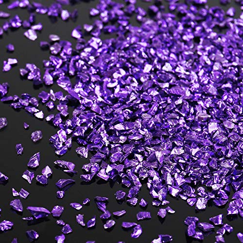 Unregelmäßige zerkleinerte Glasspäne, 100 g, metallische, klobige Glitzersteine für Nagelkunst, Harzformfüller, DIY-Handwerk, Vasenfüller, Schmuckherstellung (Dunkelviolett) von BONNY BOXX