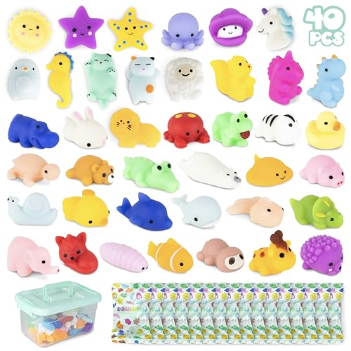 BONNYCO Mochi Squishy Set Mitgebsel Kindergeburtstag Gastgeschenke 40 Stück Kleine Geschenke für Kinder, Mitbringsel Kindergeburtstag Gastgeschenk Kindergeburtstag Give Aways, Pinata Füllung von BONNYCO