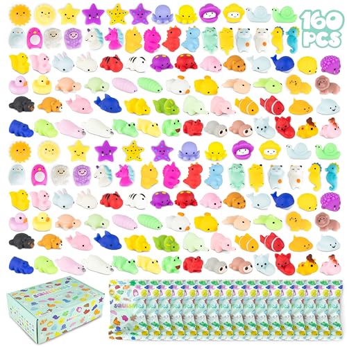 BONNYCO Mochi Squishy Set Mitgebsel Kindergeburtstag Gastgeschenke 160 Stück Kleine Geschenke für Kinder, Mitbringsel Kindergeburtstag Gastgeschenk Kindergeburtstag Give Aways, Pinata Füllung von BONNYCO