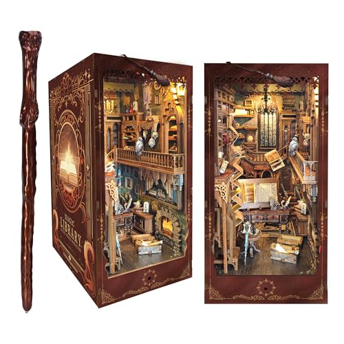 Book Nook Kit mit Fernbedienungsstab, DIY-Puppenhaus-Buchecke, magisches 3D-Bücherregal-Einsatz-Dekor-Bauset, Geschenk für Teenager, Erwachsene, als Halloween-Weihnachtsgeschenk, magische Bibliothek, von BOOKIE NOOKIE