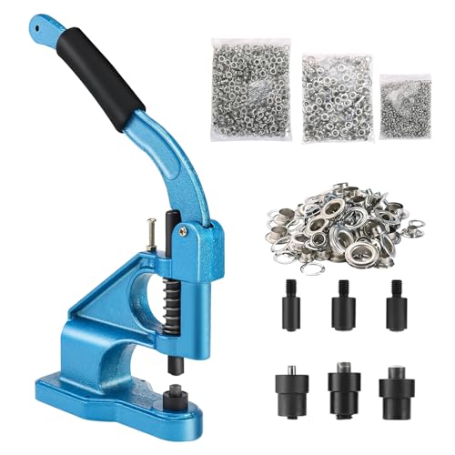 BOOMSTART Ösenmaschine Ösenpresse Set, Handpresse Ösenstanze Ösenzange mit Matrizen und 1500 Silbernen Ösen, 6mm 10mm 12mm Oesenpresse Oesenzange Oesenmaschine für Planen Stoff Banner Taschen von BOOMSTART